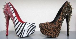 Women Hidden Platform Stiletto Heels Spikes Stud Crystal Pump Shoe