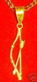 Gold plated 3D Robin Hood Bow & Arrow Archery Charm European dangle