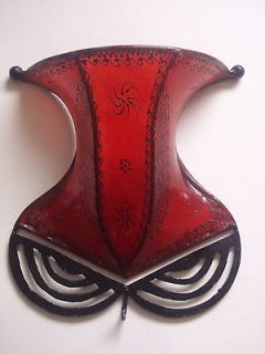 MOROCCAN GOAT SKIN AND HENNA LAMP SCONCE RED