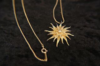 Orlan 1950s Rhinestone Starburst Pendant Necklace
