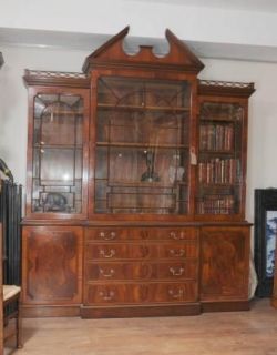 Mahogany Victorian Breakfront Bookcase Gothic Bookcases Furniture
