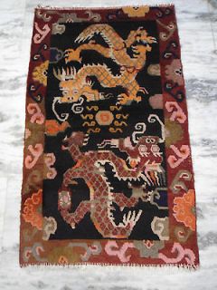 Antique Tibet wool Rug Carpets Chinese tibetan 3x6 red phoenix dragon