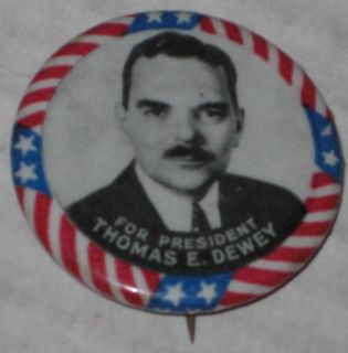 Thomas Dewey for President Campaign Pin 1973 Series
