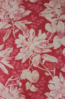 printed cotton c1870 ~ red ground botanical print pattern curtain