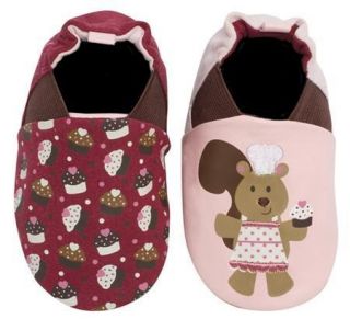 New Robeez Crib Shoes Reversible Pastry & Squirrel Size 12 18m or 3