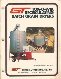 GT TOX O WIK RECIRCULATING BATCH GRAIN DRYERS SALES CATALOG 1977
