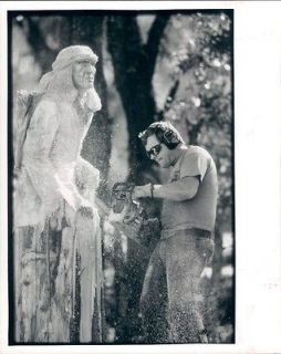 1989 Cypress Sculpture Apache Indian Chain Saw Artist Dennis Roghair