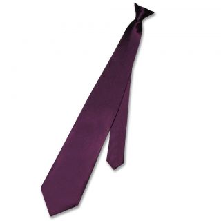 Biagio CLIP ON NeckTie Solid EGGPLANT PURPLE Color Mens Neck Tie