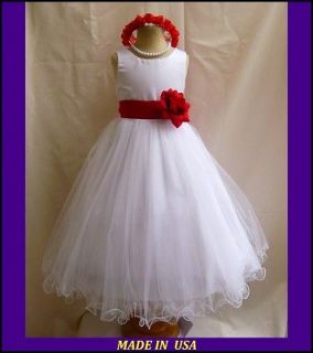 WHITE RED BRIDAL PARTY PAGEANT DAVIDS FLOWER GIRL DRESS 18M 24M 2 4 6