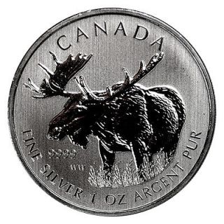 Ounce .9999 Silver Moose $5 Gem Brilliant Uncirculated SKU25174