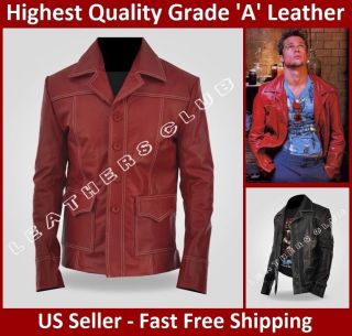 Mens FIGHT CLUB Brad Pitt Tyler Durden Red Black Vintage Leather