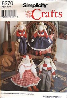 Craft Stuffed Animal Square Dance Bunny Doll, Clothes Pattern 8270 UC