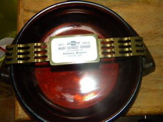 CHEVROLET ART DECO AMBER ASHTRAY WITH BRASS CIG HOLDER ON TOP