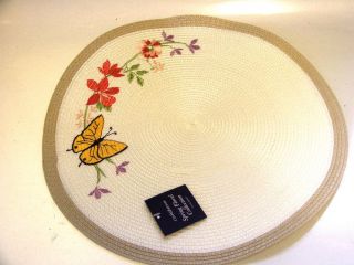 BARROW SPRING FLORAL COLLECTION ROUND PLACEMAT WICKER TYPE W/FLOWERS