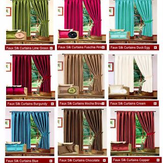 Faux Silk Pencil Pleat Fully Lined Curtains 45 66 90 width 54 72 90