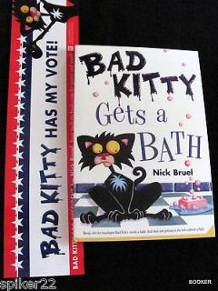 Bad Kitty Gets a Bath by Nick Bruel SIGNED bonuses bumper sticker