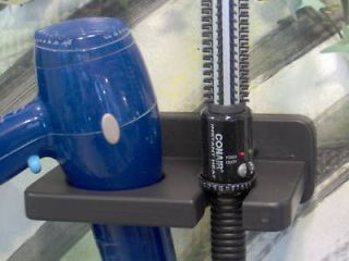 Black hair dryer and curling brush holder wood