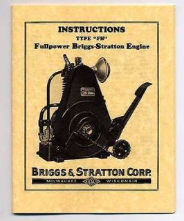 FH Briggs & Stratton Gas Engine Owners & Parts Manual Book Model FH
