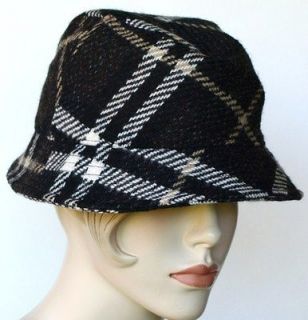 BURBERRY Authentic New Womens Bucket Hat size S Check Plaid 100% Wool
