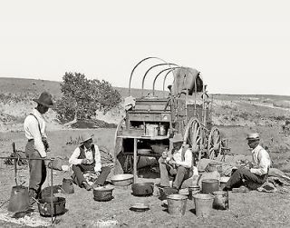 Texas Cowboys Chuck Wagon Camp Fire 1901 Photo Open Range Cooking