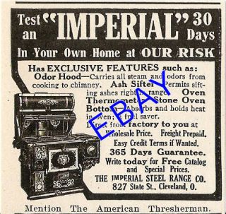 1911 IMPERIAL OVEN RANGE WOOD COOK STOVE AD CLEVELAND