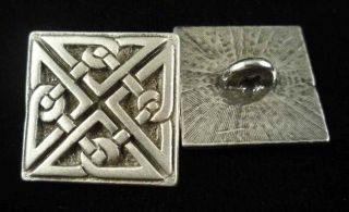 Button FIVE Square Celtic Sewing Buttons made with Fine Pewter#1230