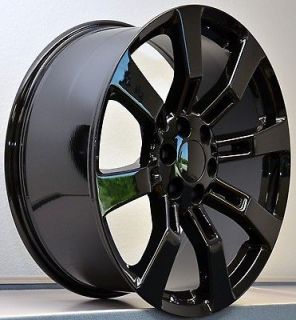 22 Tires Gloss Black Wheels Cadillac Escalade GMC Denali Rims Set