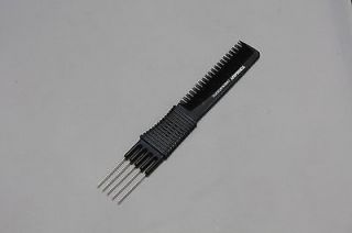 OEM Professional Black Carbon Fibre Hair Teasing Lifter Comb   5 metal