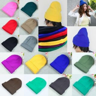 Colorful Unisex Solid Color Winter Warm Cuff Plain Knit Ski Beanie