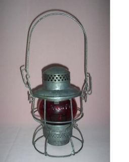 ANTIQUE CNR RAILROAD LANTERN Hiram Pipper Lamp OLD ORIGINAL RED ADLAKE