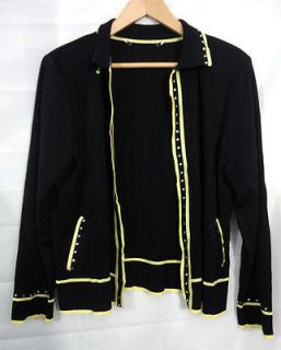 Exclusively MISOOK  L  Womens BLACK Open Front BEADED SHIRT JACKET Sz