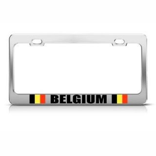BELGIUM DUTCH BELGIAN FLAG COUNTRY LICENSE PLATE FRAME STAINLESS