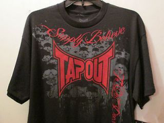 TAPOUT SIMPLY BELIEVE CAGE FIGHTING GRAPHIC BLACK T SHIRT  MENS LARGE