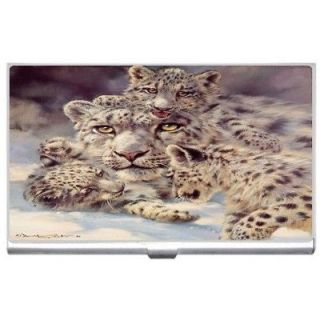 SNOW LEOPARD AND CUBS BUSINESS CREDIT CARD CASE HOLDER NEW