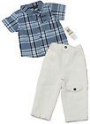 CALVIN KLEIN JEANS Baby Boys 12 MOS Blue Plaid Shirt & White Jeans Set