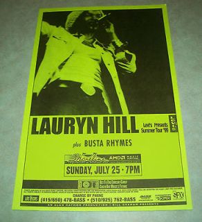 1999 LAURYN HILL / BUSTA RHYMES Concert Pole Poster   Shoreline
