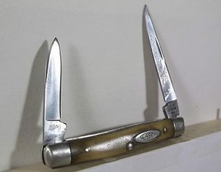 CASE XX 5233 SSP 3 DOT 1977 STAG HANDLES, SCROLL BLADE PEN KNIFE