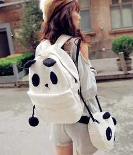 New Womens Lovely Cute Panda Canvas Backpack With a Small Panda
