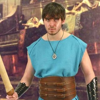 Roman Slave Gladiator Tunic Warrior Costume Blue Cotton Weave