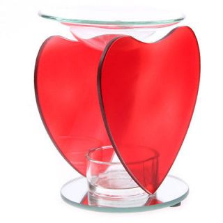 Red Heart Glass Oil or Ideal Yankee Candle Tart Burner Ornament