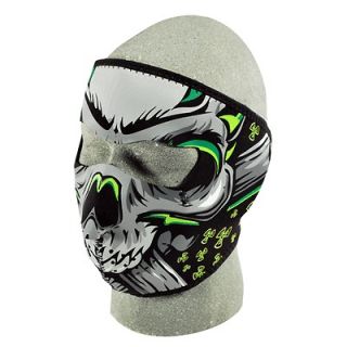 Threat Motorcycle Biker Ski Mobile Neoprene Face Mask   Neon Skull