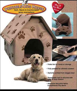 Portable Pet Dog House Fold Flat Travel Soft 17x16x17 Removable
