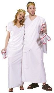 Unisex Adult Funny Party Roman White Toga Toga Costume Outfit W/ Gold