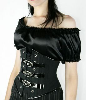 Sexy Womens Bustiers Black Lace up Under Bust Gothic Corset matching