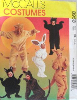 New McCalls Adult & Children Costume Pattern #8953 Bunny Bear Cat