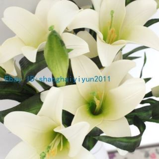 PCS Beautiful Artificial Lily Bouquet Silk Flowers Home Decoration