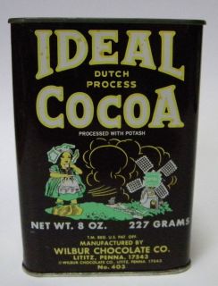 Dutch Process Cocoa Tin Wilbur Chocolate Co Lititz Penna PA No 403