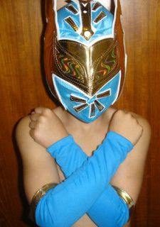 WWE SIN CARA CHILD WRESTLING REPLICA MASK FANCY DRESS UP COSTUME BLUE