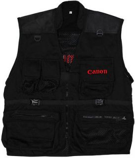 Pro BLACK Photography Vest for CANON DSLR Camera Photographer SizesL