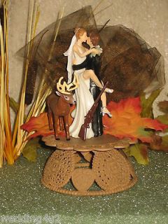 SEXY BRIDE WEDDING CAMO DEER GUN HUNTER HUNTING CAKE TOPPER